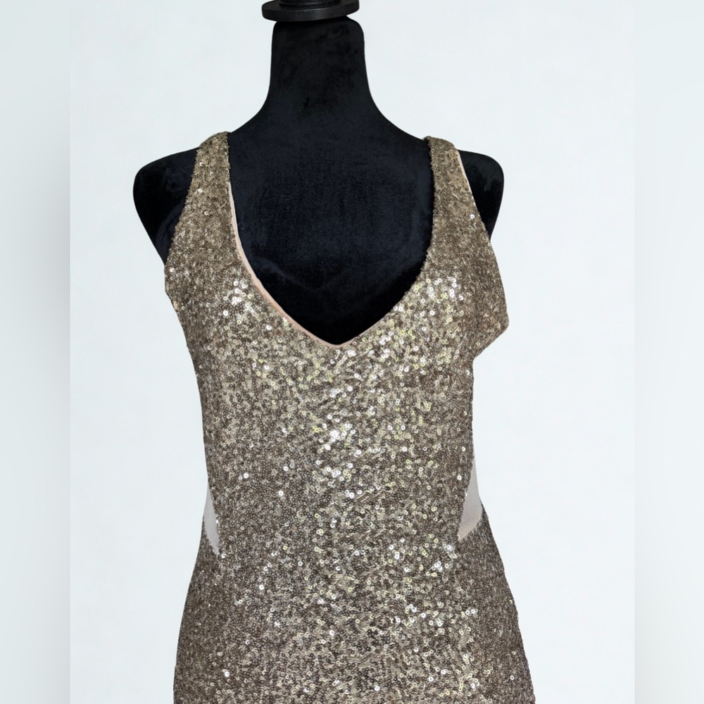 Bebe Gold Sequin Backless Dress - Picture 2 of 5
